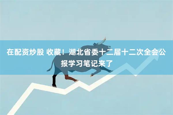 在配资炒股 收藏！湖北省委十二届十二次全会公报学习笔记来了